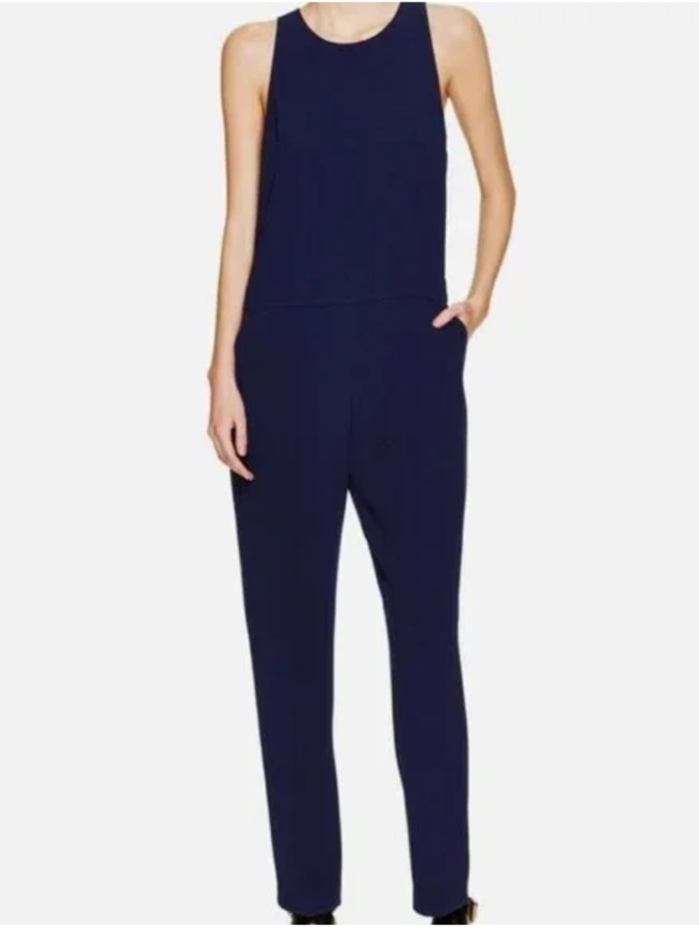 Babaton Navy Sleeveless Jumpsuit - Tailored One-Piece